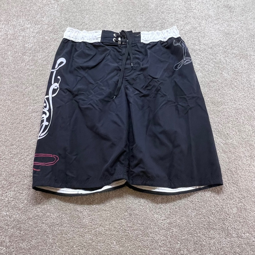 Mormaii Board Shorts Mens Size 34 Black White Graphic Surf Swim Trunks